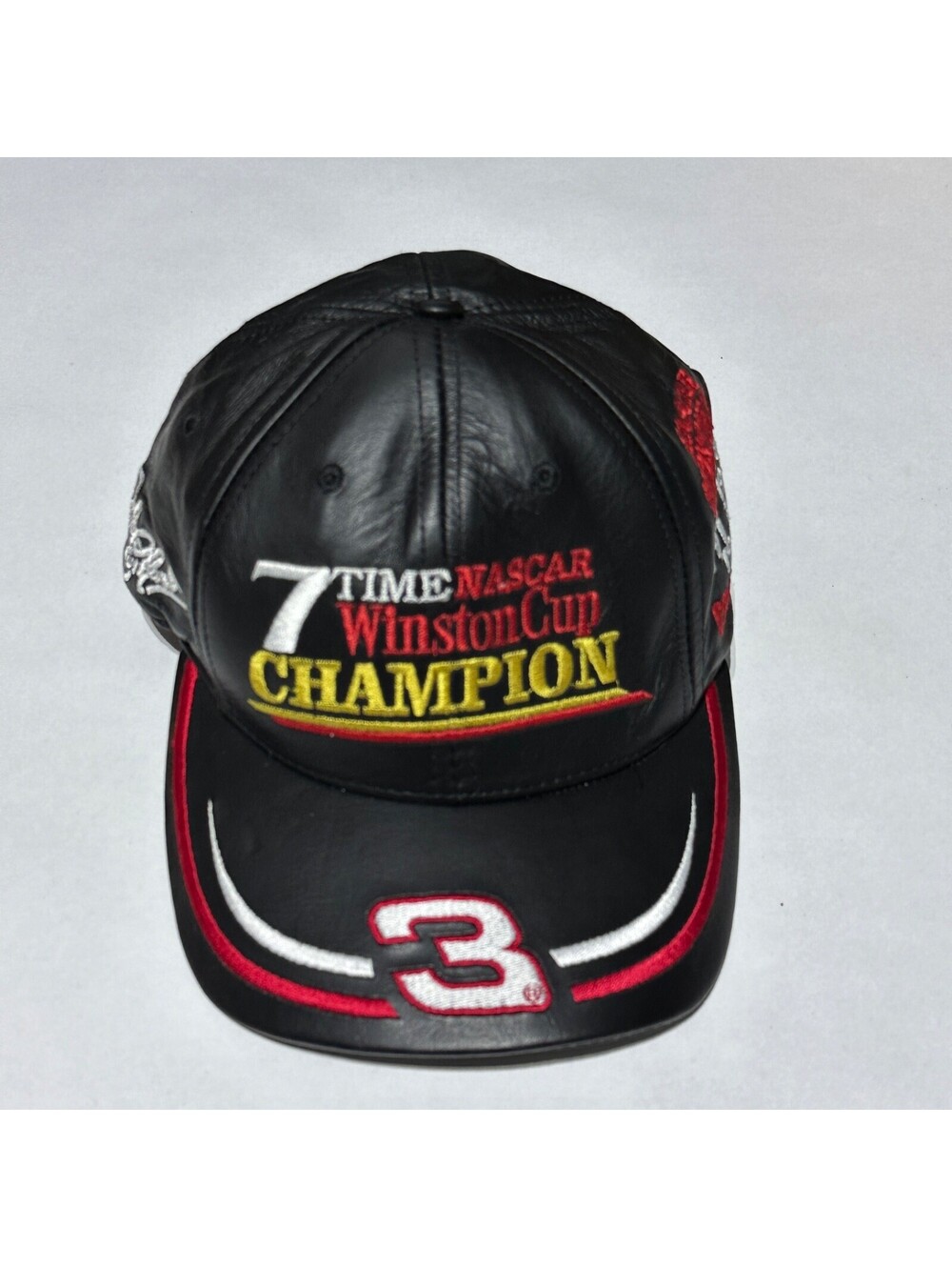 Vintage Chase Authentics Dale Earnhardt #3 Leather Hat NASCAR 7-Time Champion Ca